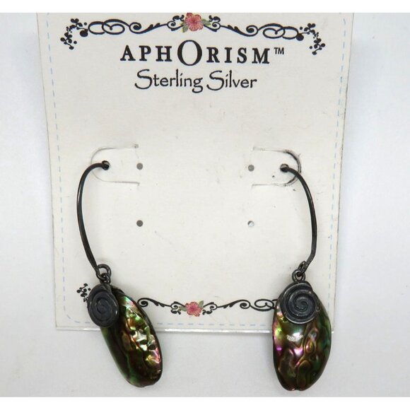 Aphorism Earrings Sterling Silver Abalone Shell Drop Dangle New - Picture 2 of 7